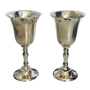 Vintage Silver Plate Cordial Wine Cup Fluted With Stem Pedestal Set of 2 READ